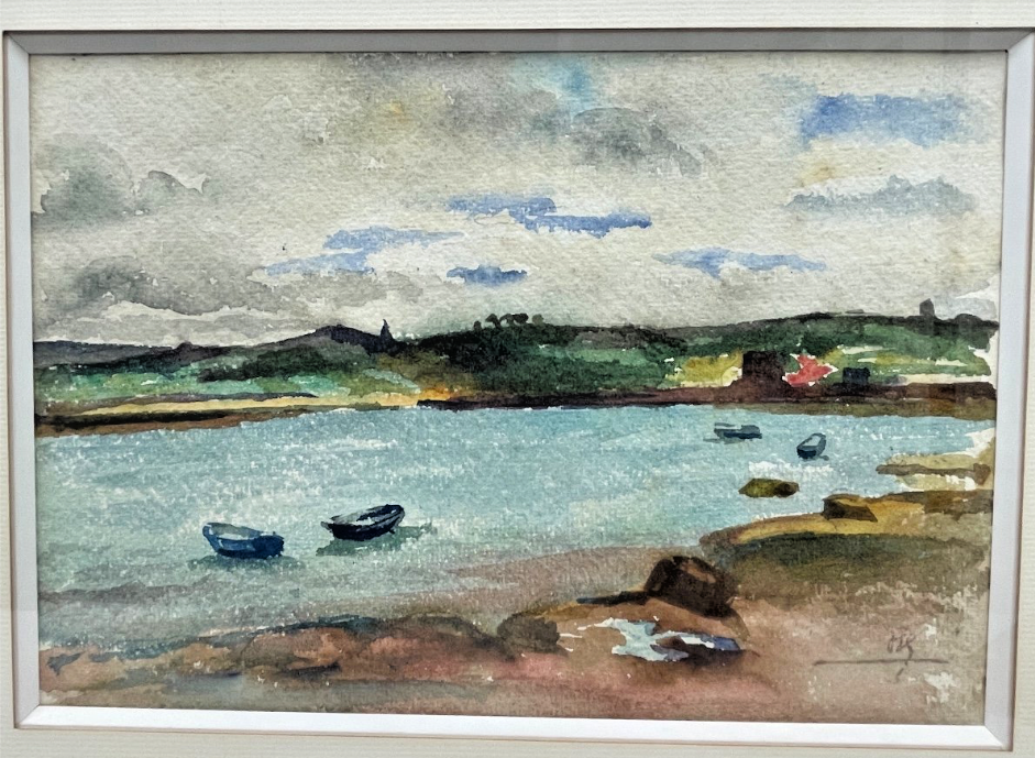 Aquarelle Marine, Barques Dans Une Baie