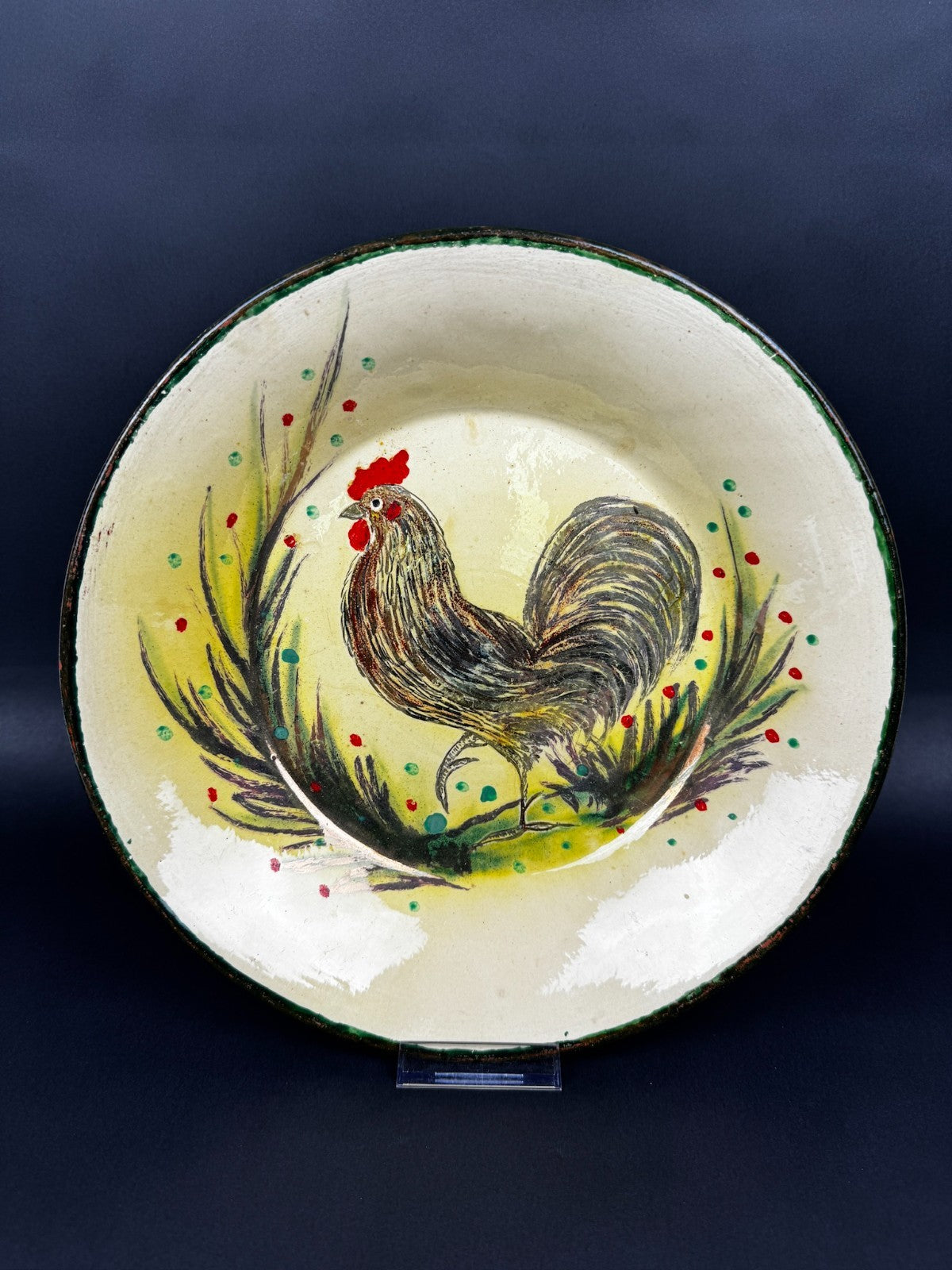 Service de table signé Costa Diaz – faïence catalane à décor d’oiseaux – 1950