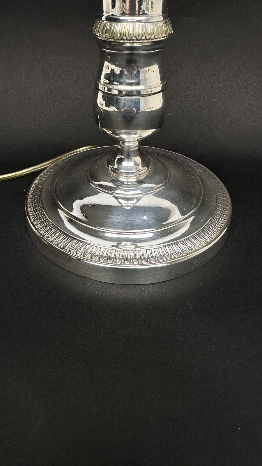 Bougeoir En Bronze Argenté Monté En Lampe