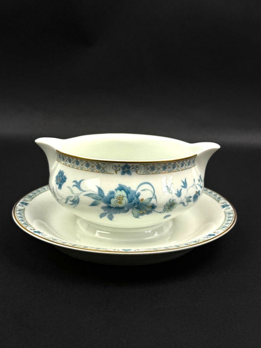 Sauciere Haviland Limoges Nankin bleu et or saucière soucoupe