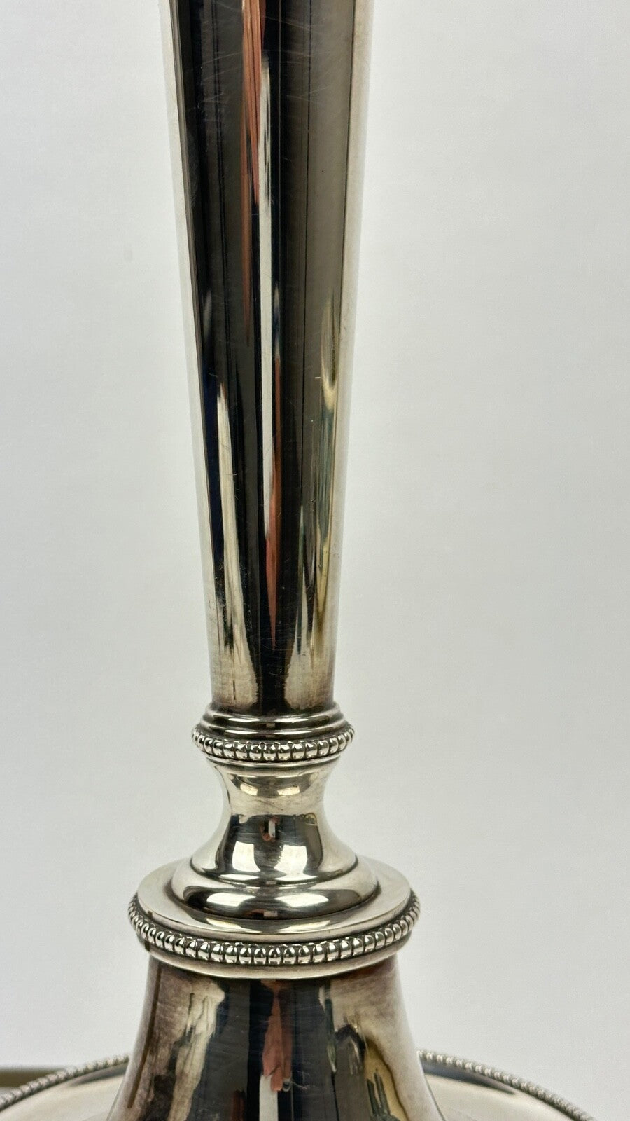 Grand Pied De Lampe En Bronze Argenté, Grand Bougeoir