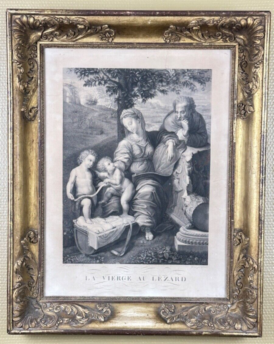 La madone au chêne par Giulo Romano (Jules Romain) - Gravure 19ème