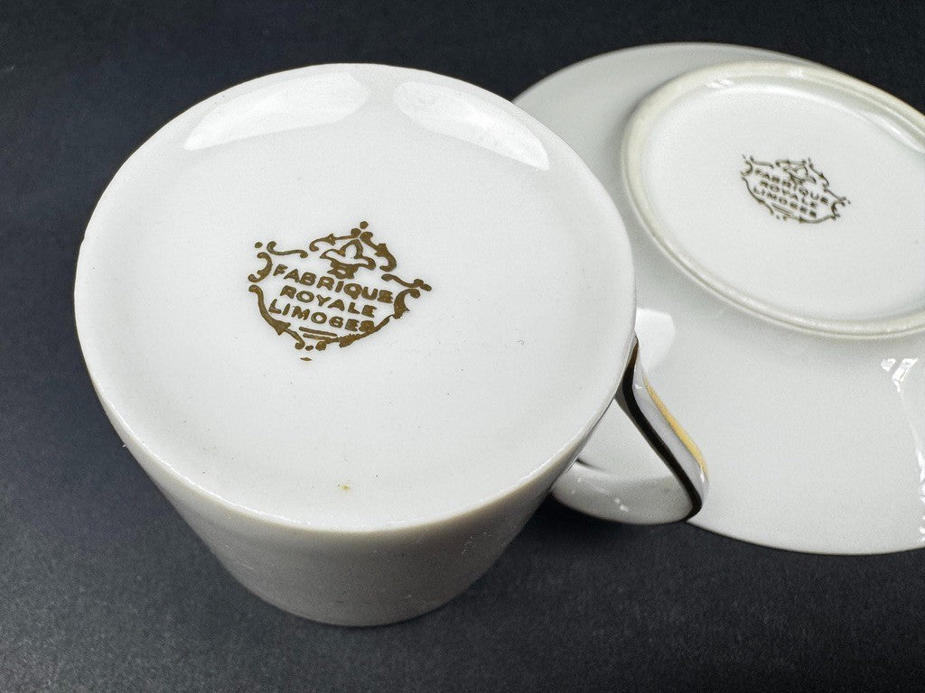 Coffret 6 tasses a cafe porcelaine Limoges Ancienne Fabrique Royale