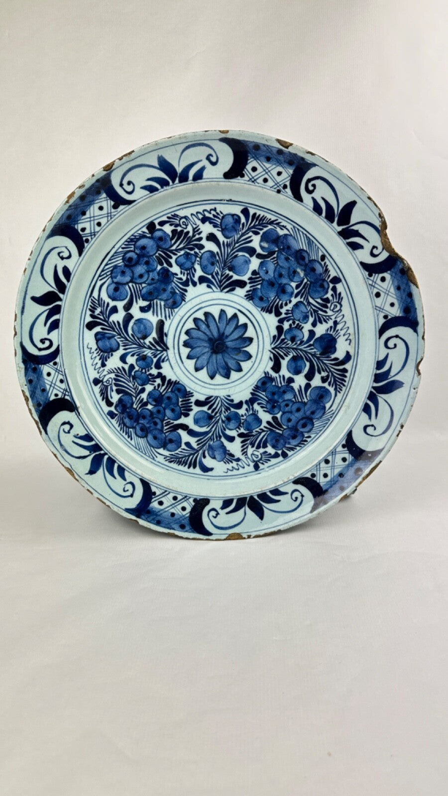 Grand Plat en faience 18ème  de Delft 35 cm