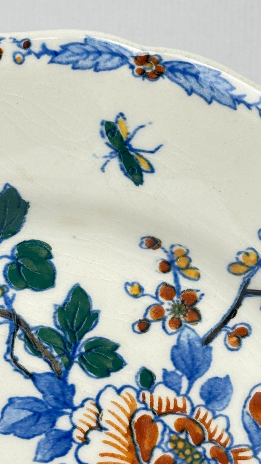 Gien 1875, suite de 6 assiettes plates Coq et pivoines