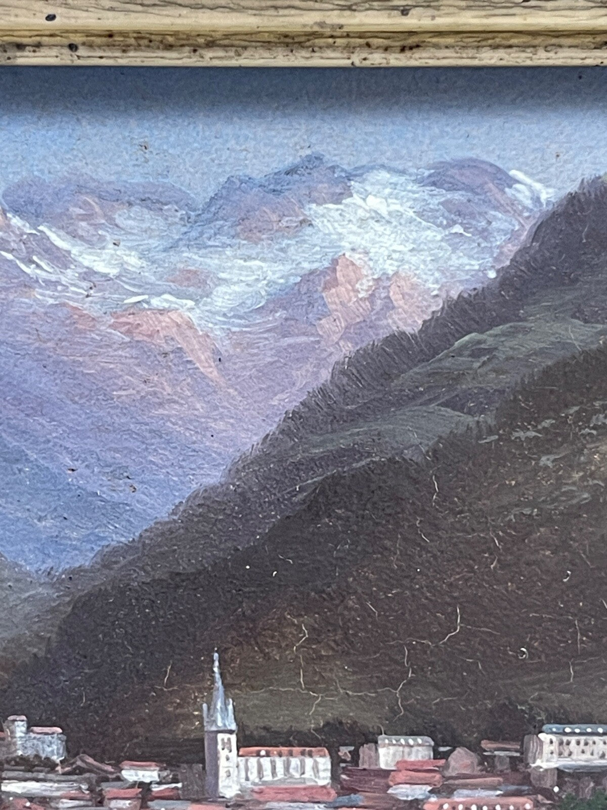 Huile sur panneau, école Suisse 19ème, Paysage montagneux