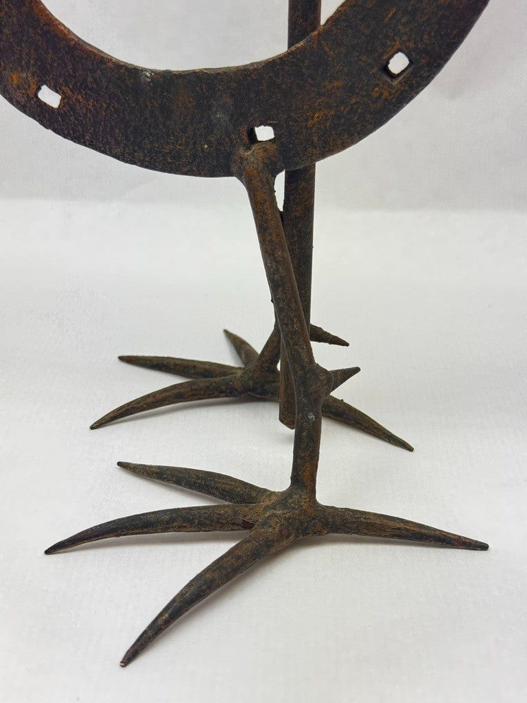 Chandelier coq en fer forgé esprit Marolles Jean Touret vers 1950