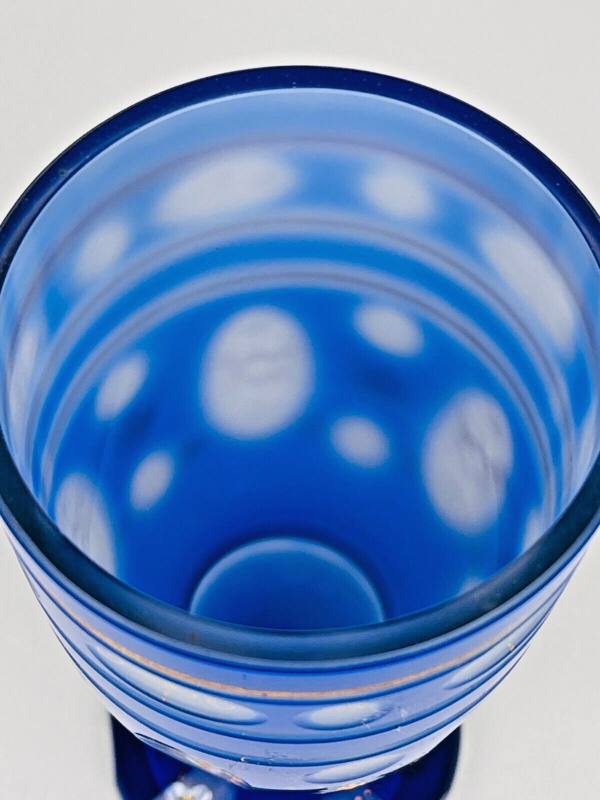 Calice, Vase En Cristal De Bohème Bleu Cobalt