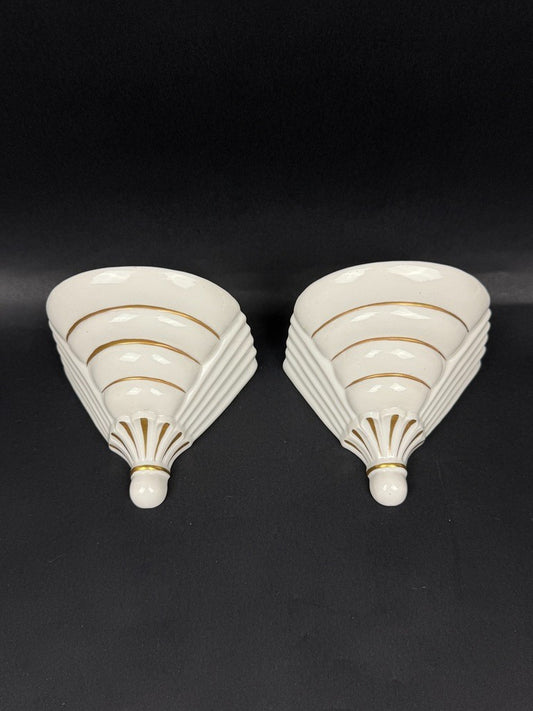 Saxe, paire de consoles d'appliques en porcelaine, période art déco