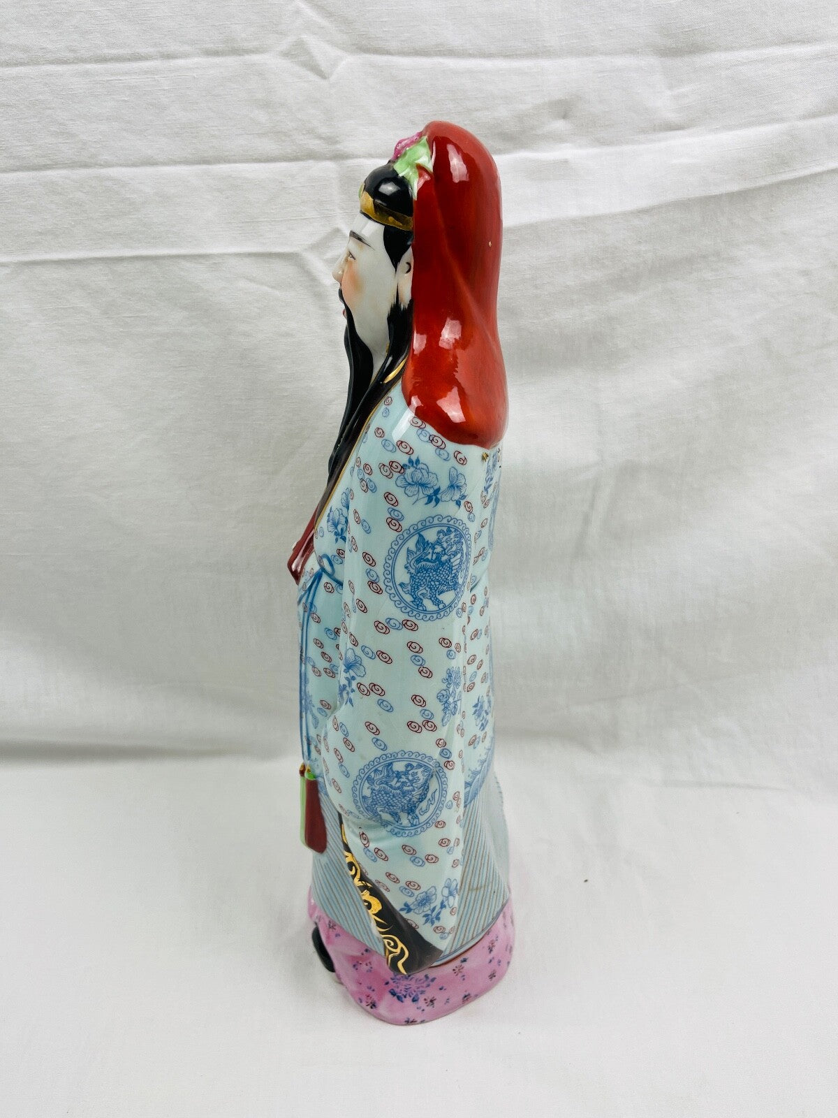 Grande figurine en porcelaine Lu Xing, Étoile du bonheur, Astre de la prospérité