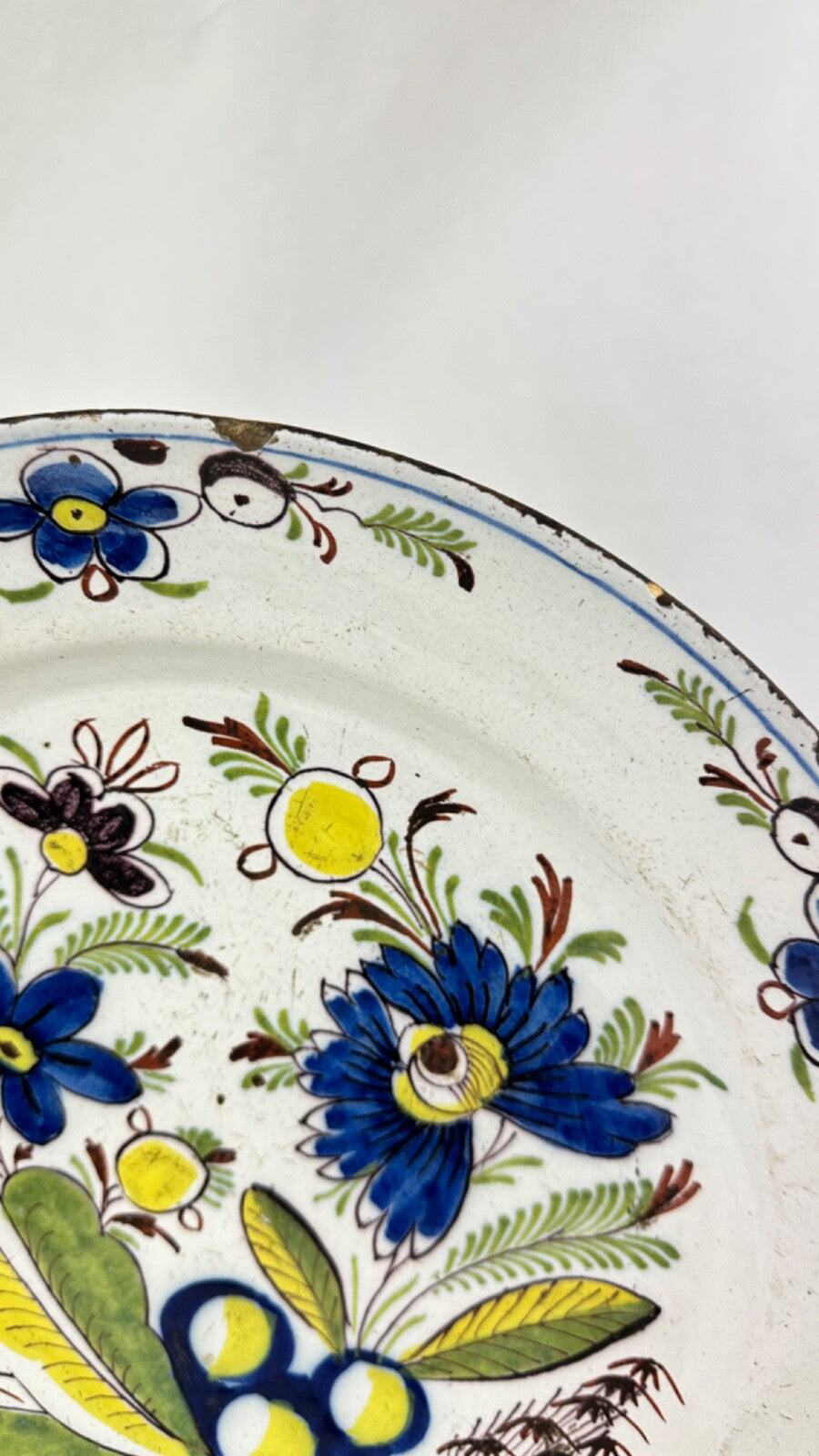 Grand plat en faïence de Delft Blanc Bleu 18ème 35,5 cm