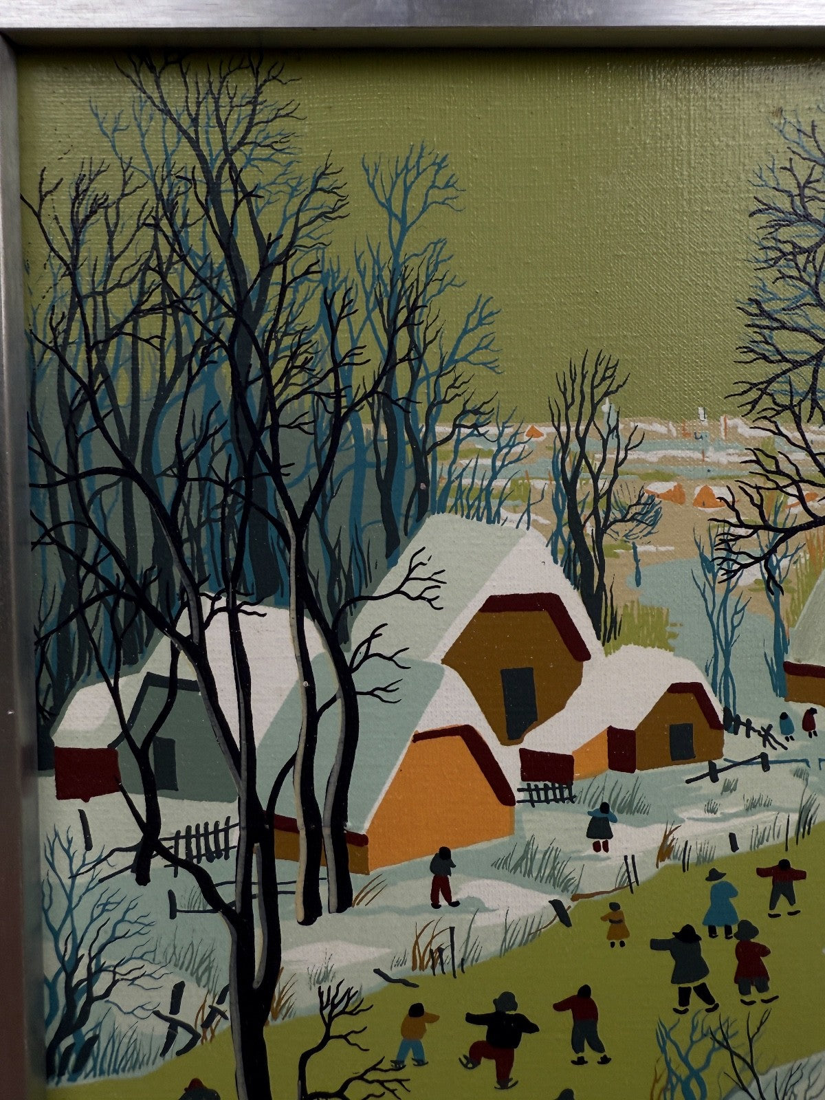 Sibinovic, Les patineurs, peinture naïve vers 1970