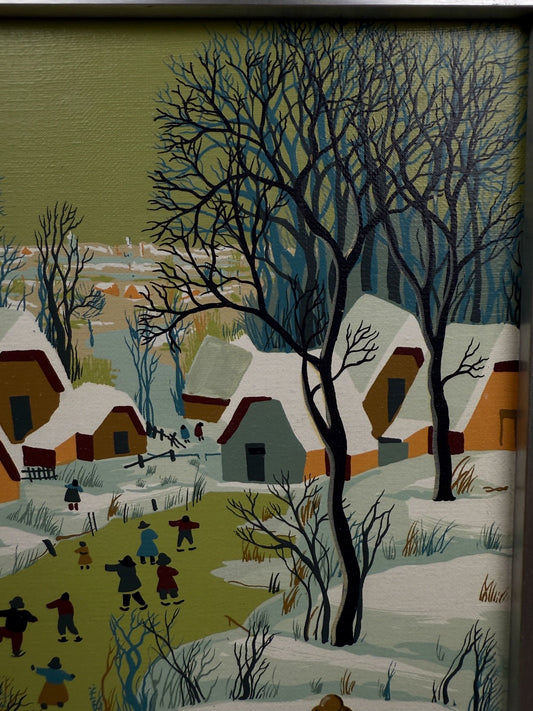 Sibinovic, Les patineurs, peinture naïve vers 1970
