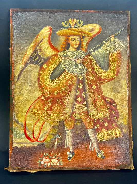 Ecole De Cusco, Mexique, Ange Arquebusier n°2