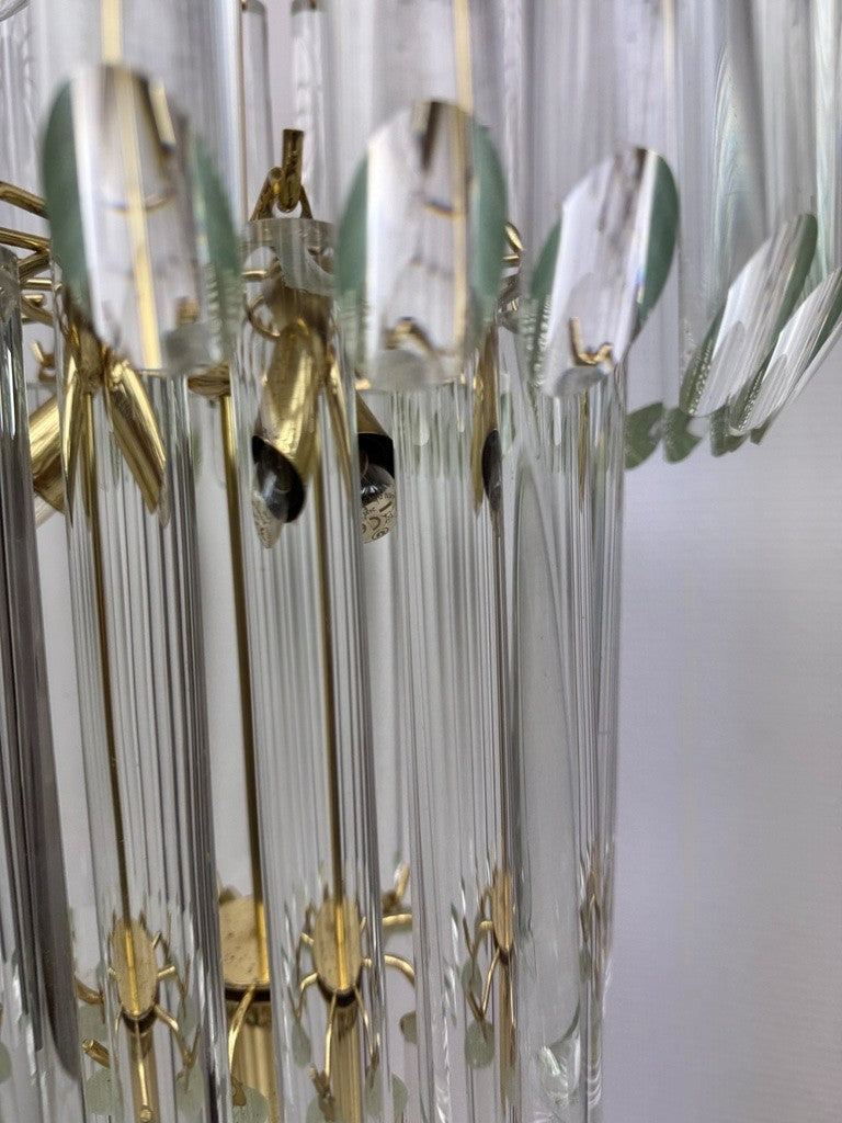 Lustre 3 rangs de tubes cristal Giesse Senago dans le gout de Venini, Italie