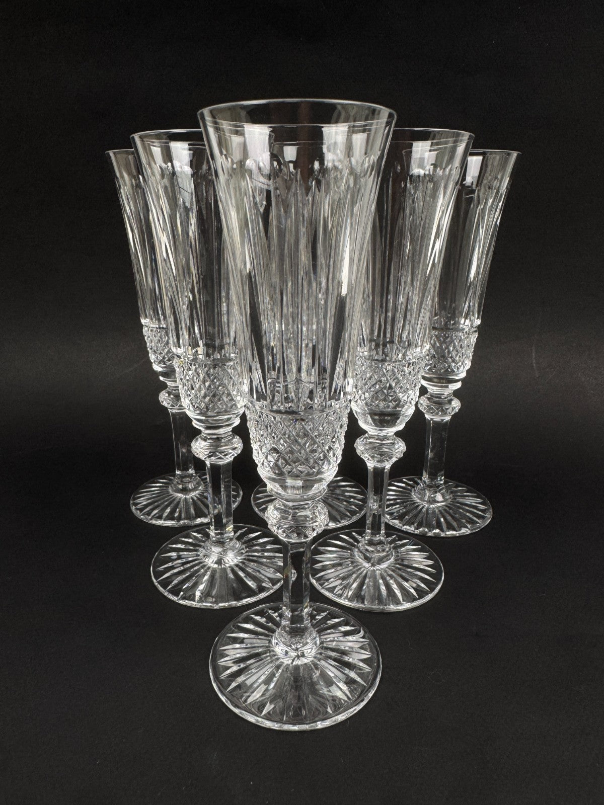 Série de 6 flûtes à champagne en cristal Saint-Louis – Modèle Tommy – Parfait ét