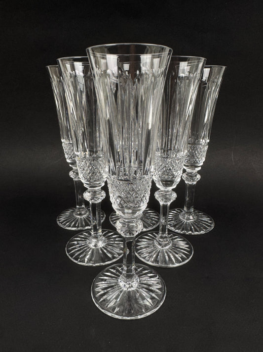 Série de 6 flûtes à champagne en cristal Saint-Louis – Modèle Tommy – Parfait ét