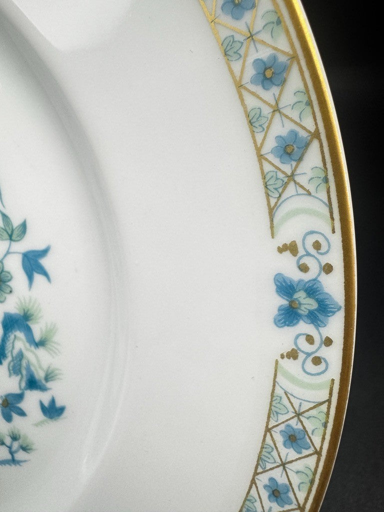 Série de 6 assiettes plates Haviland Limoges Nankin décor bleu et or