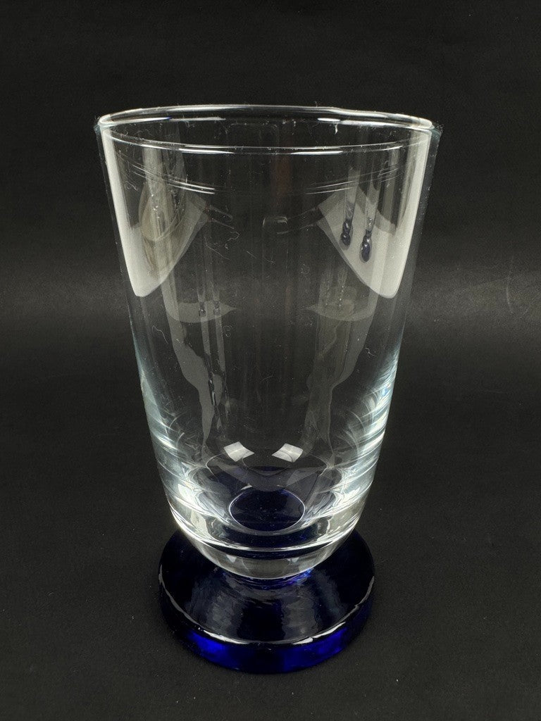 Série de 3 verres à orangeade en cristal – pied bleu cobalt