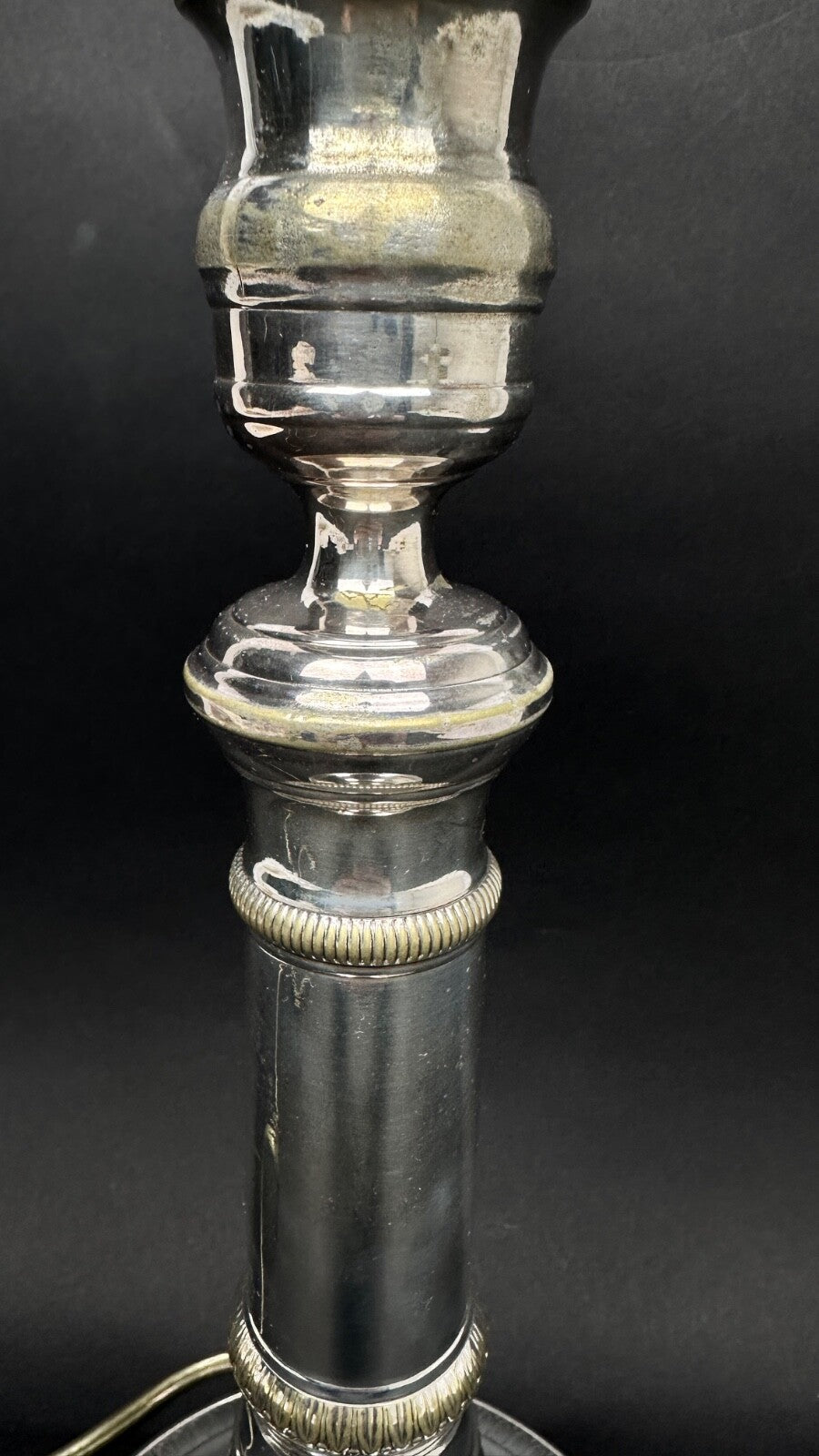 Bougeoir En Bronze Argenté Monté En Lampe