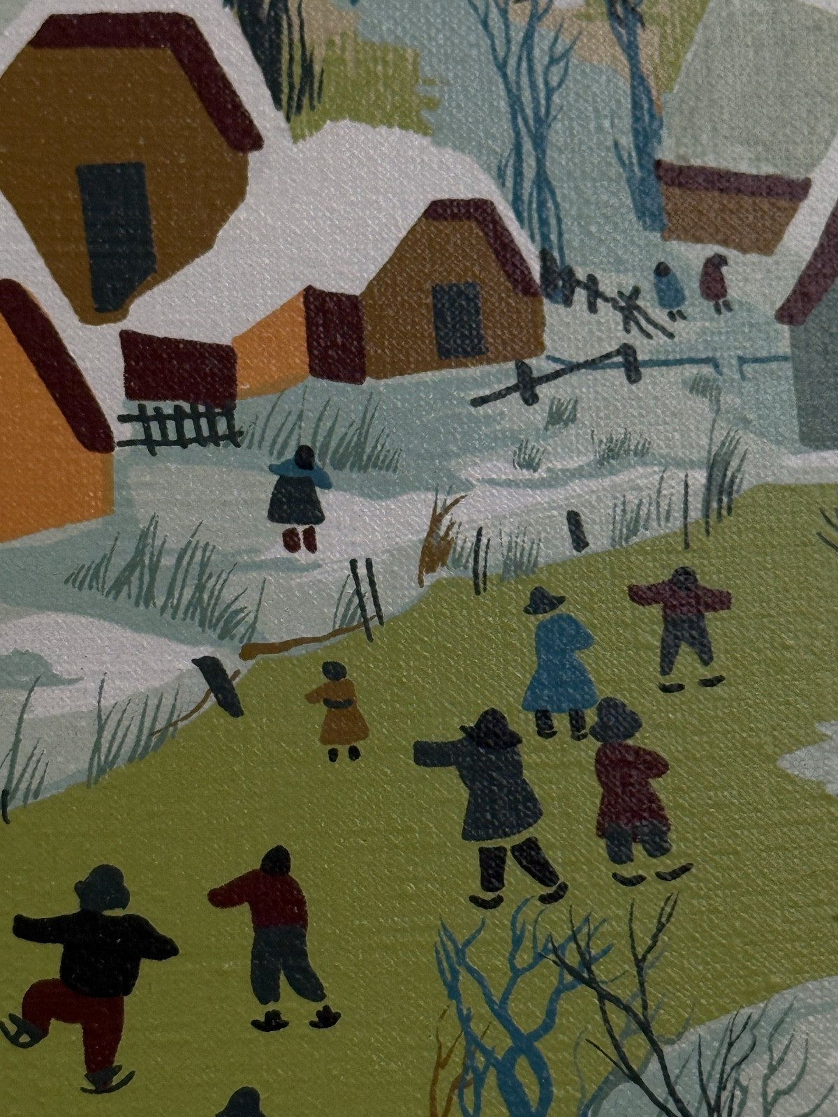 Sibinovic, Les patineurs, peinture naïve vers 1970
