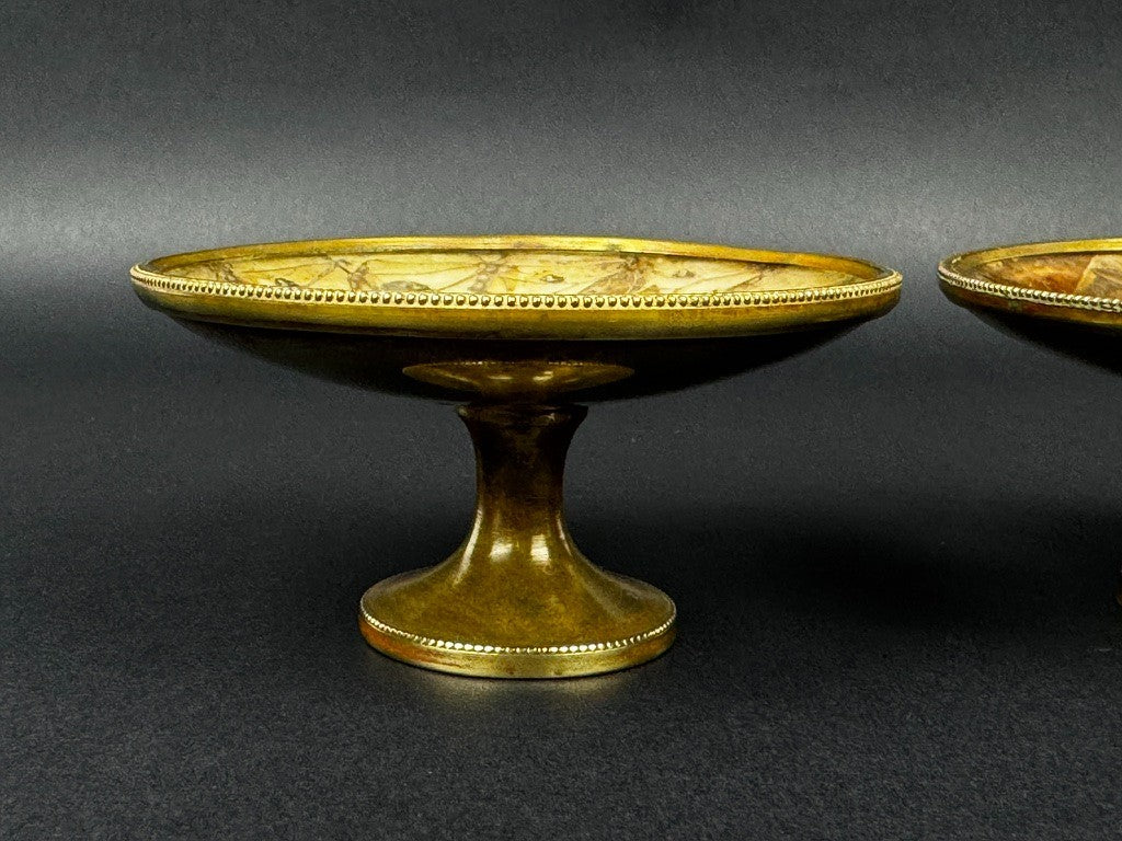 Paire de coupelles Napoléon III – Ailes de papillons , monture en laiton