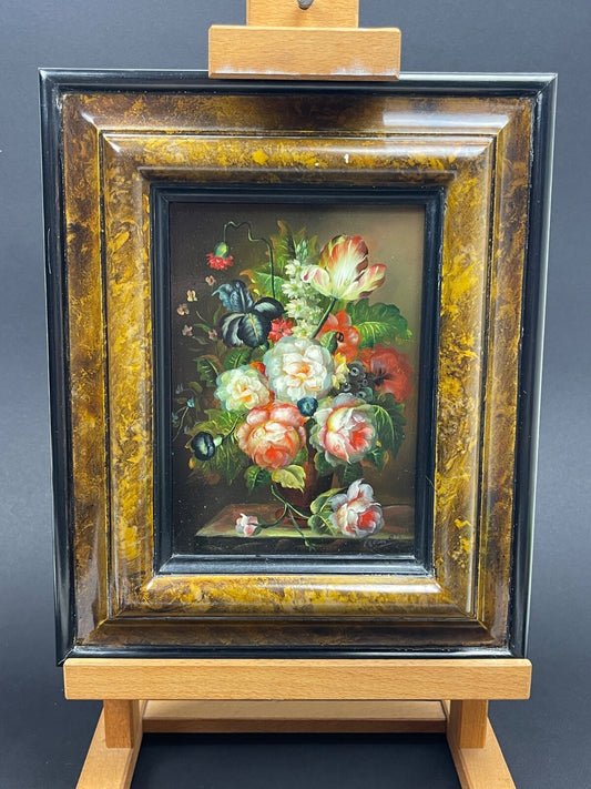 Huile sur panneau, Nature morte aux fleurs