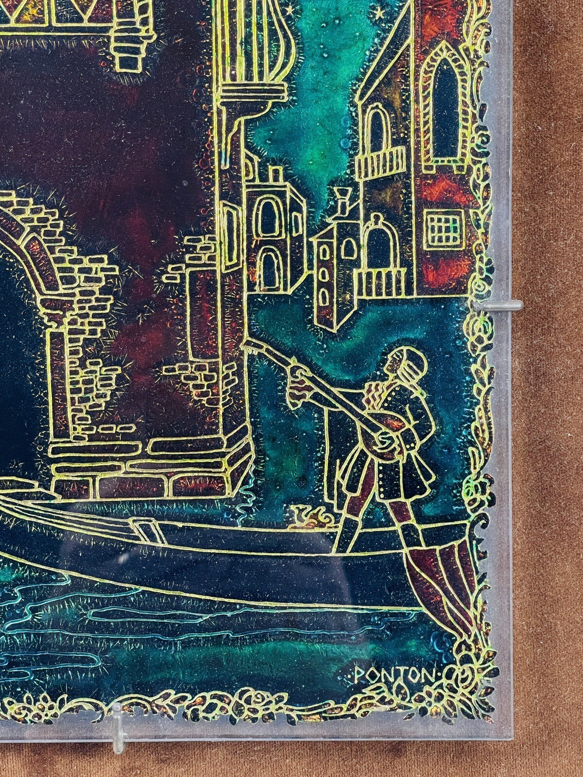 Cadre vintage en verre de Murano incisé, Venise