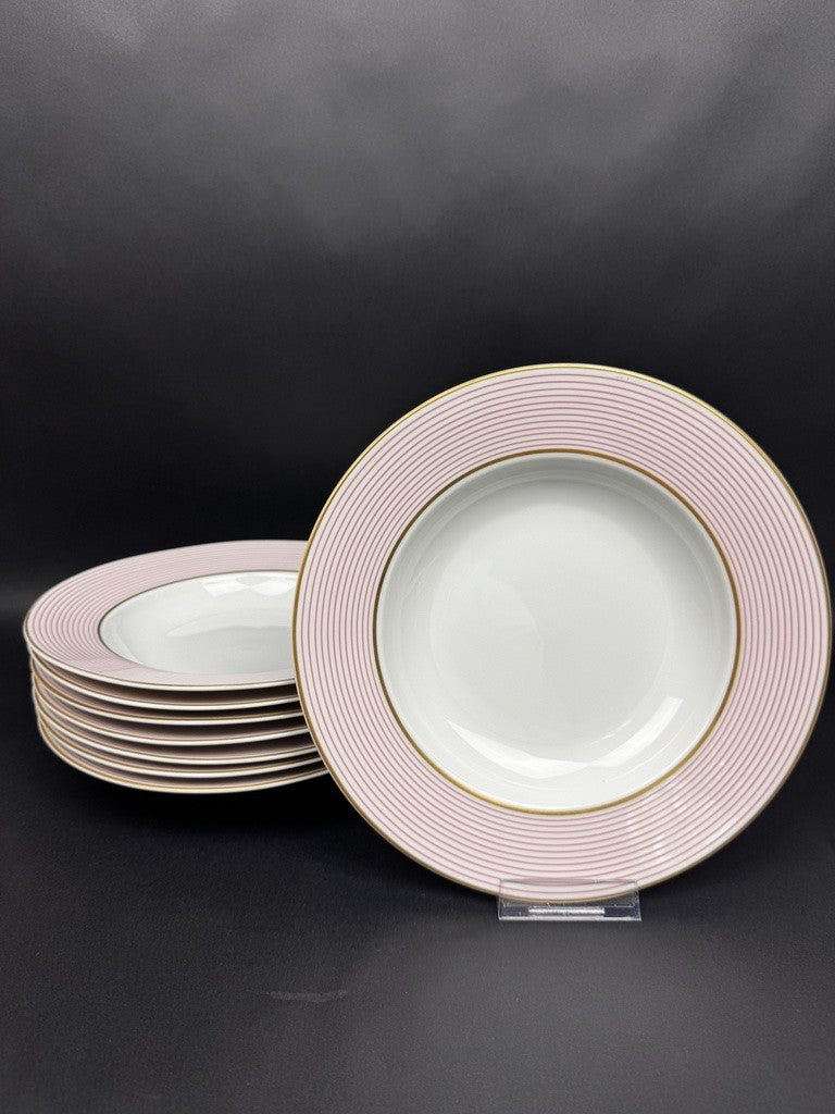 Raynaud, suite de 8 assiettes creuses en porcelaine de Limoges – Mille-Raies