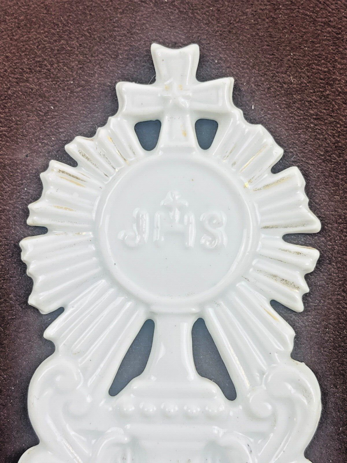 Bénitier de chevet 19ème en porcelaine de Paris