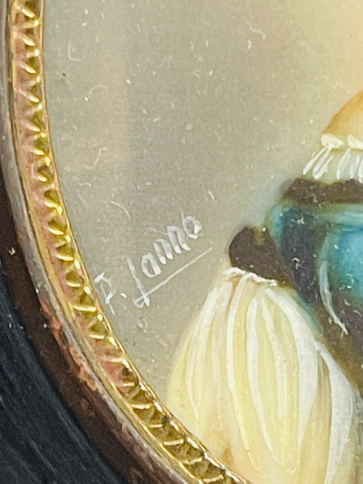 Belle miniature portrait de Dame à la robe bleue