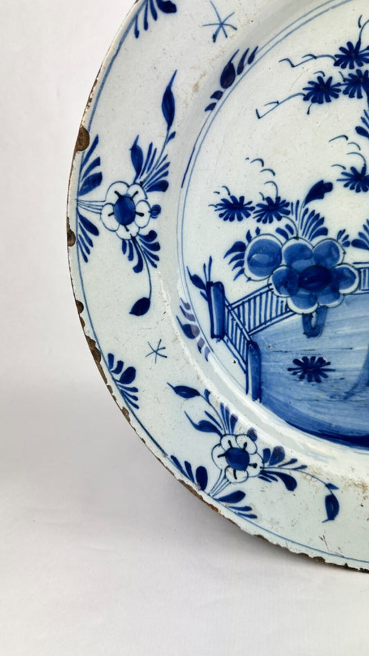 Grand Plat en faience 18ème  de Delft 34 cm