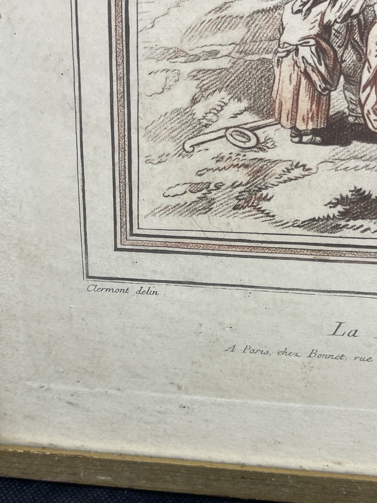 Louis-Marin Bonnet (1743-1793) La petite ferme gravure rehaussée
