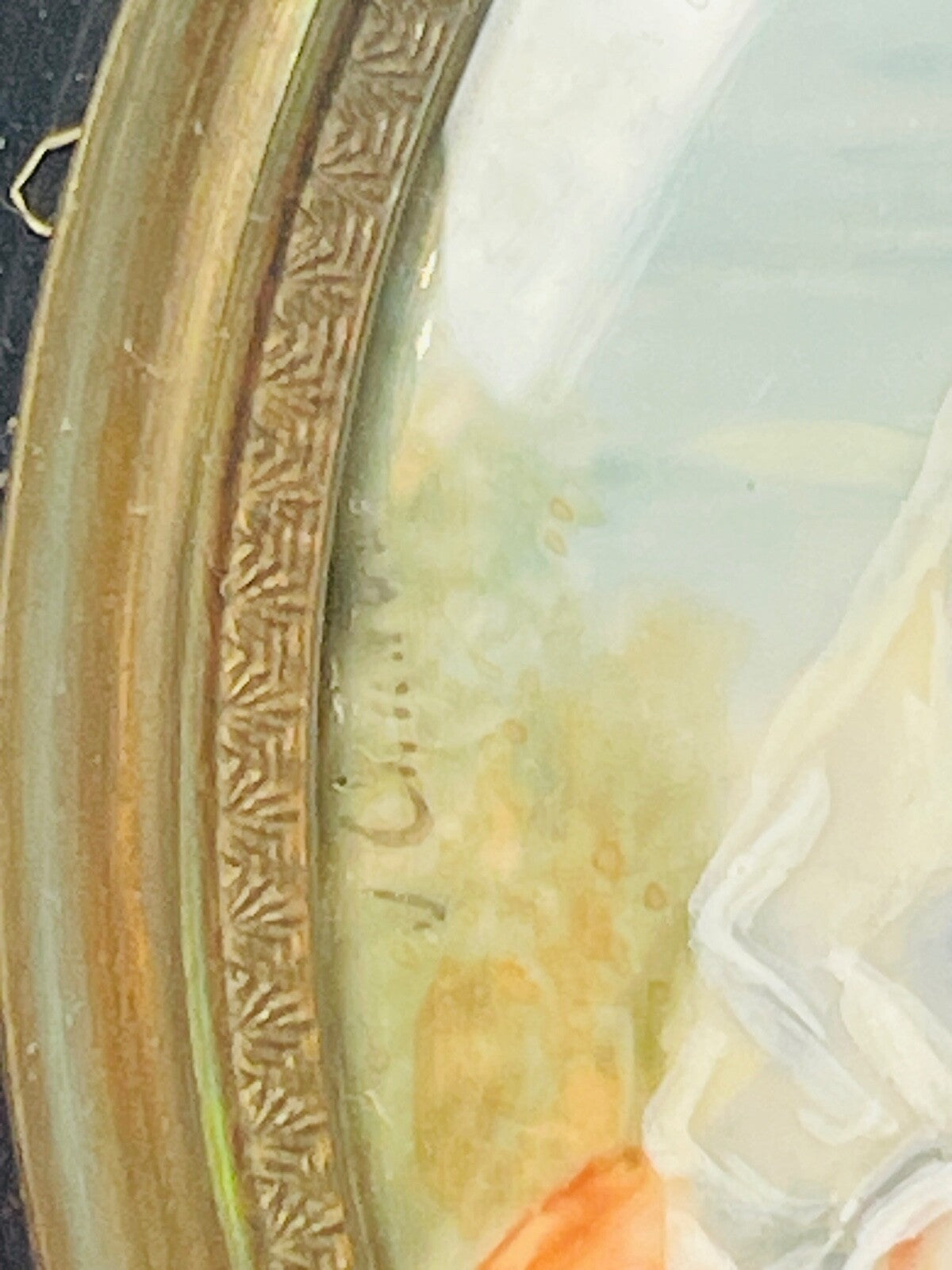 Belle miniature portrait de Jeune femme et son cheval