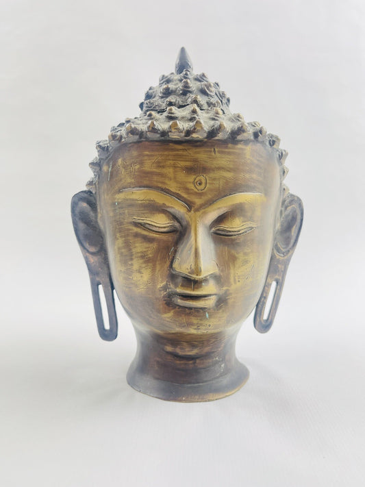 Grande tête de Bouddha en bronze