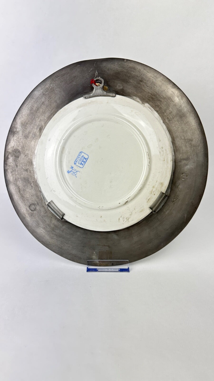 Assiette murale décorative faïence et étain aux fruits