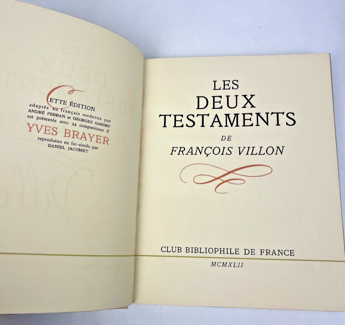 Les Deux Testaments De François Villon Club Bibliophile De France 1942