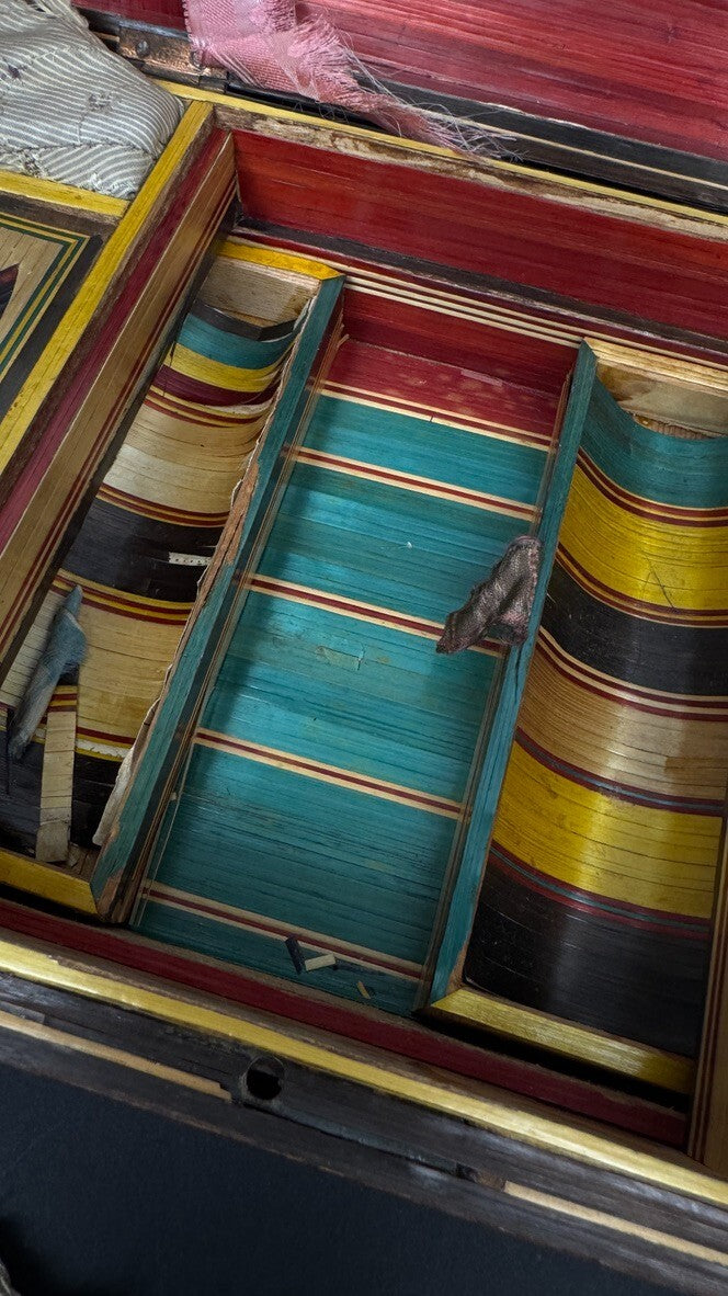 Coffret boîte à couture en marqueterie de paille Fin XVIIIème début XIXème