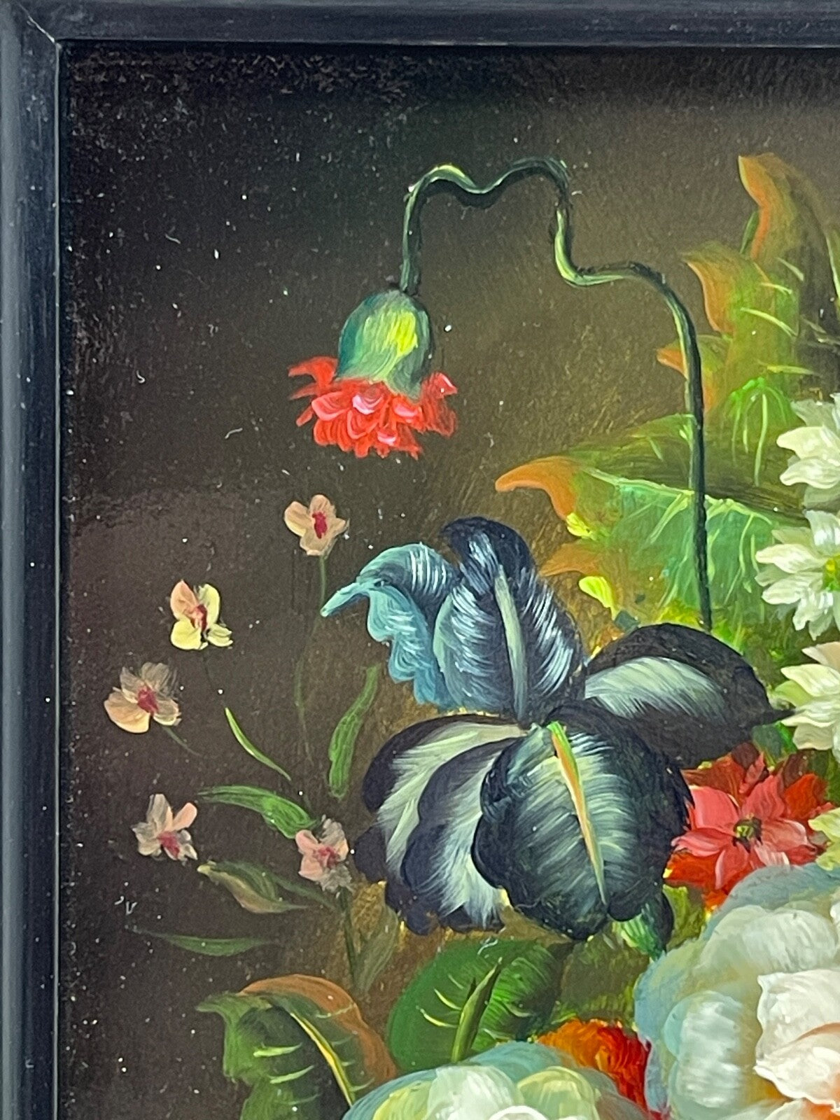 Huile sur panneau, Nature morte aux fleurs