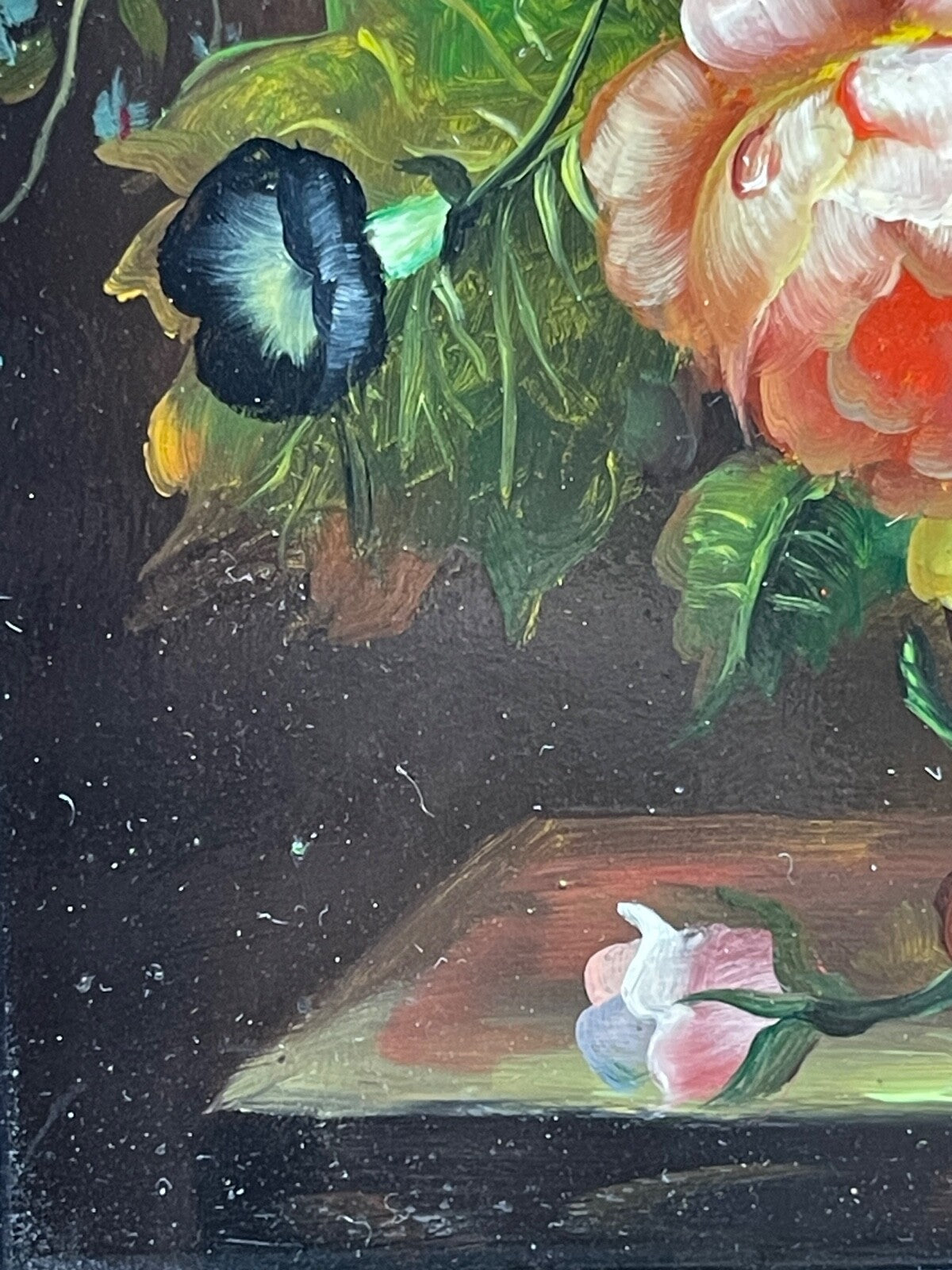 Huile sur panneau, Nature morte aux fleurs