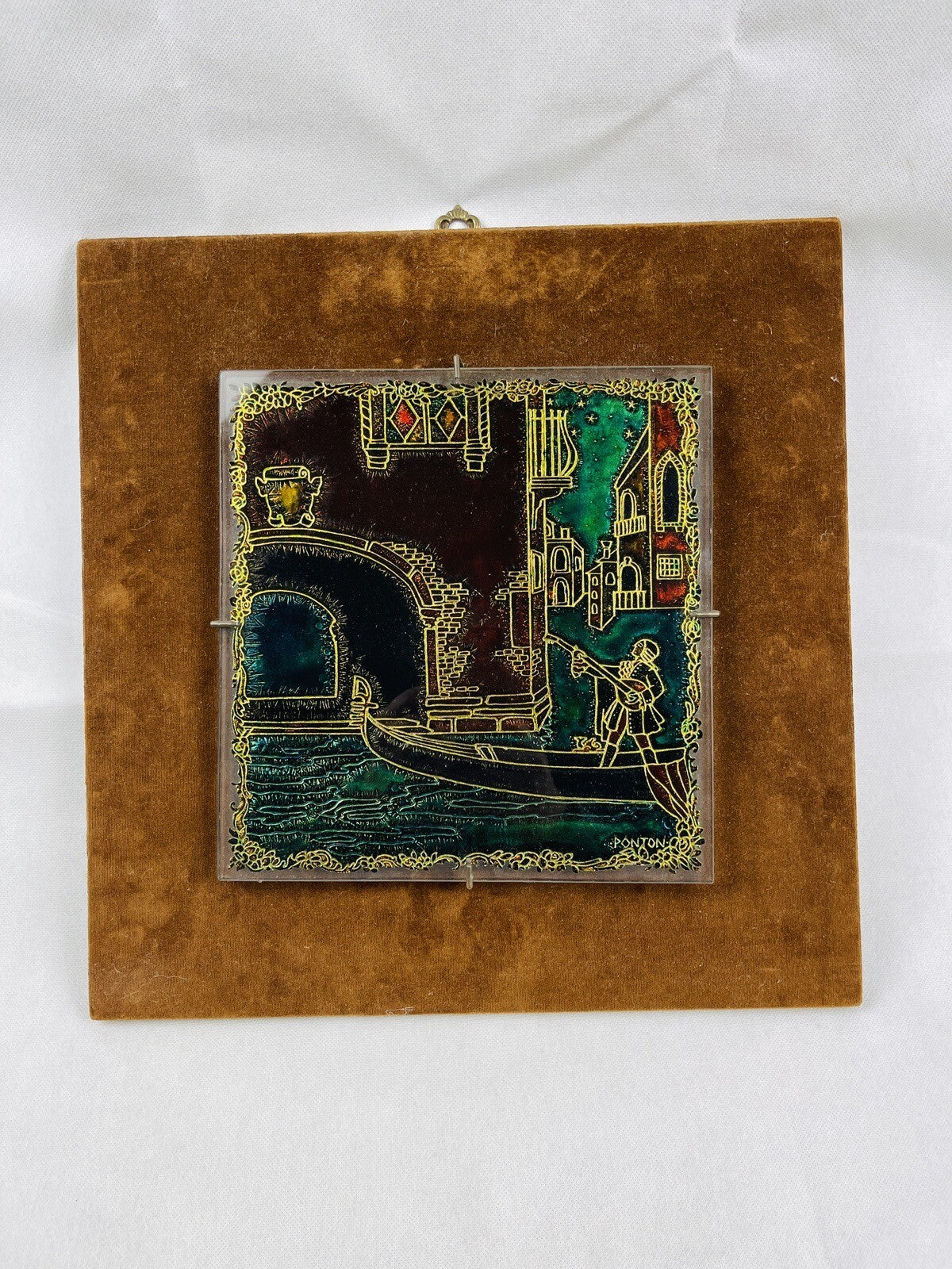 Cadre vintage en verre de Murano incisé, Venise