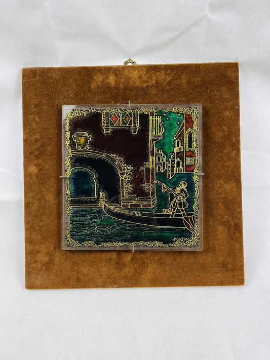 Cadre vintage en verre de Murano incisé, Venise