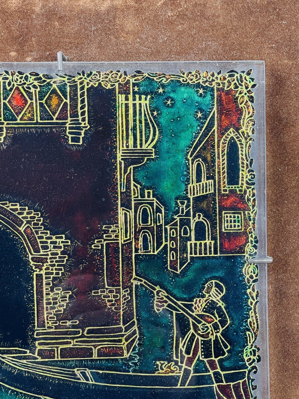 Cadre vintage en verre de Murano incisé, Venise