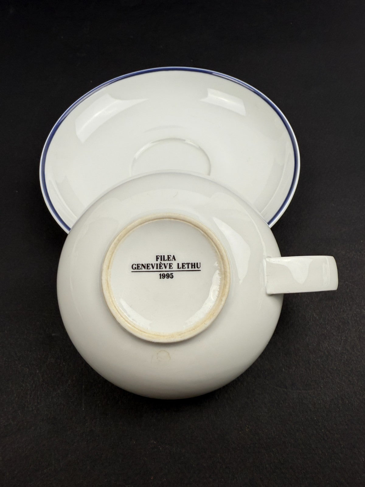 Suite de 6 tasses à thé Geneviève Lethu modèle Filea 1995