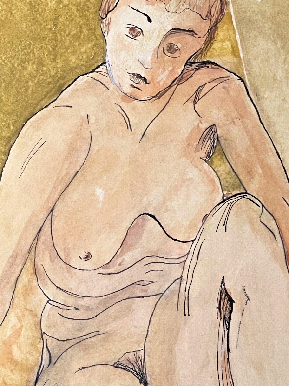 Encre Et Aquarelle, Nu Féminin, signé 1/1 années 40 ?