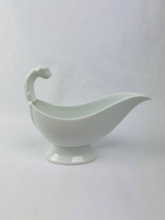 Saucière porcelaine de Paris blanche décor tête de Lion Empire France