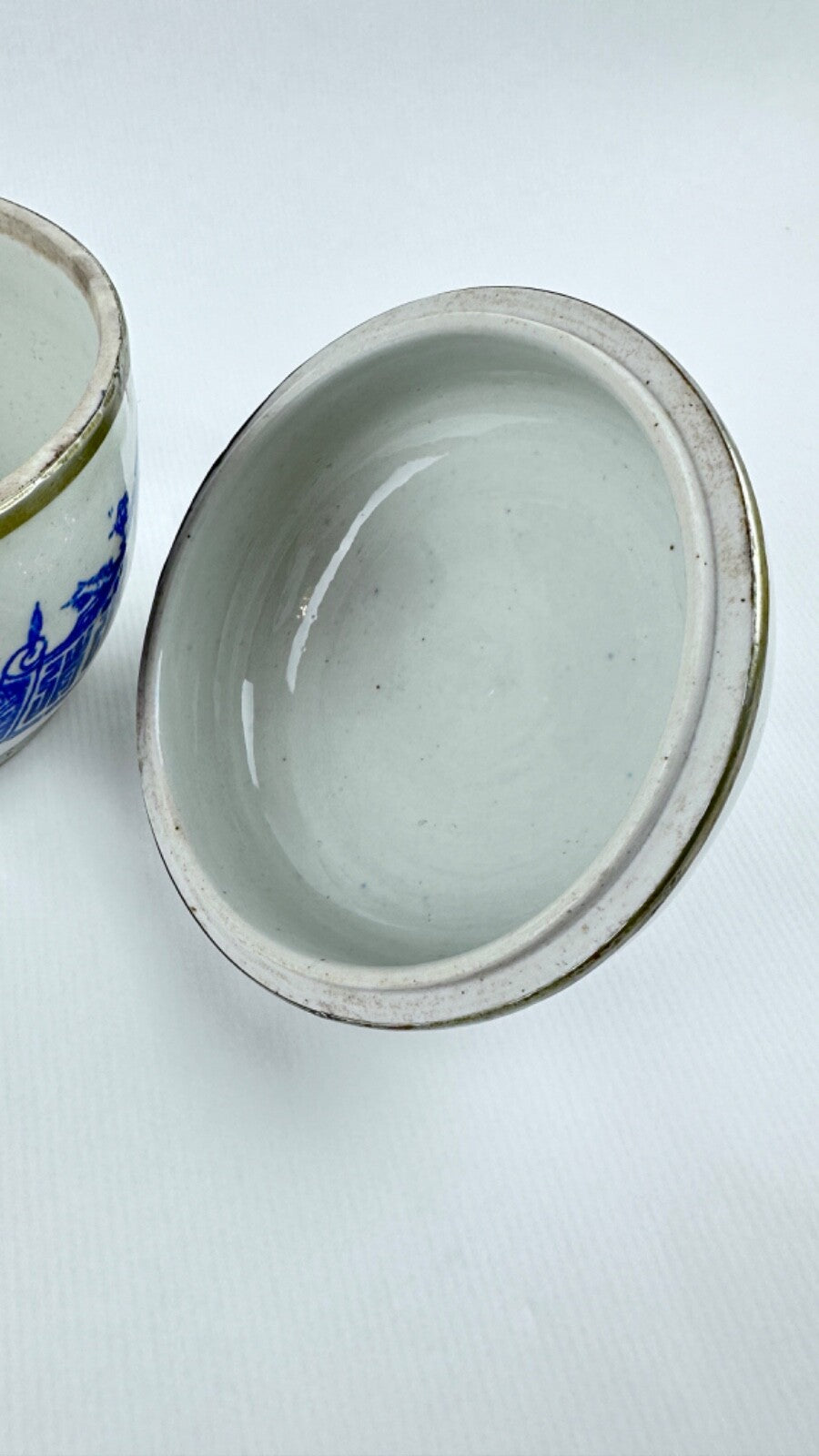 Pot couvert bleu et blanc Chine 18ème