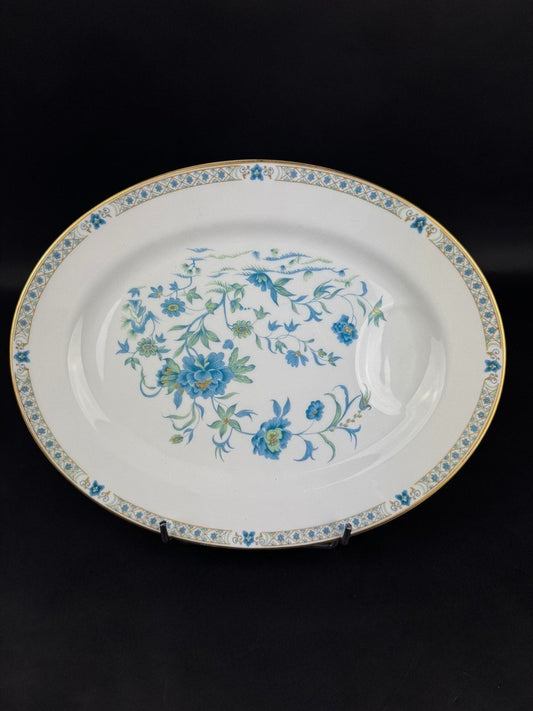Grand plat à viande Haviland Limoges Nankin décor bleu et or