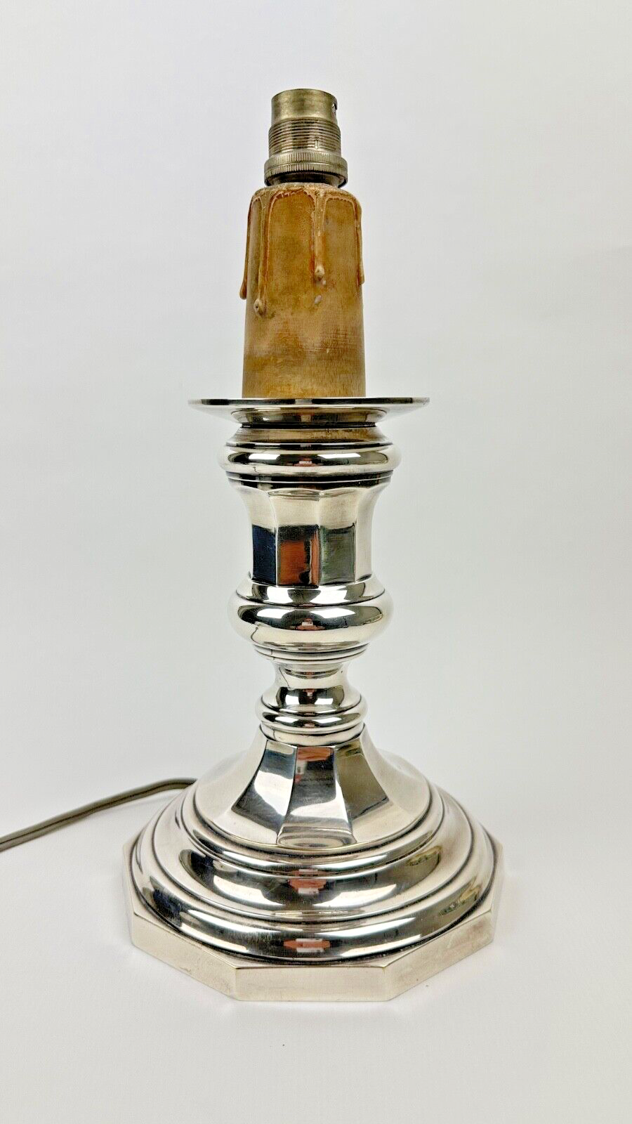 Pied De Lampe En Bronze Argenté, Pique-cierge