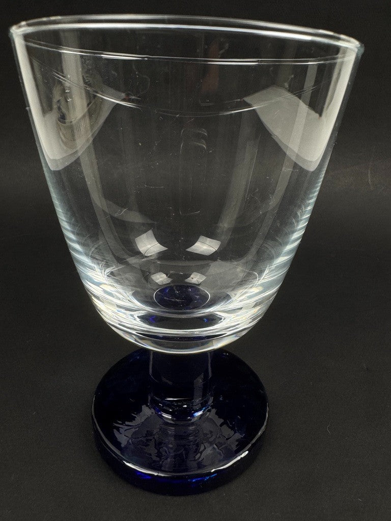 Série de 4 Très grands verres à eau Murano pied bleu